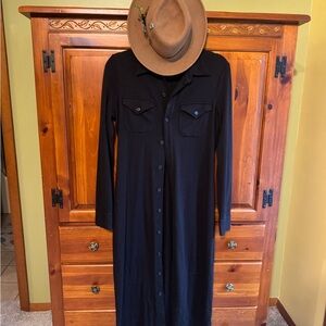 Ralph Lauren Black Long Sleeve Notched Collar Shirt Dress